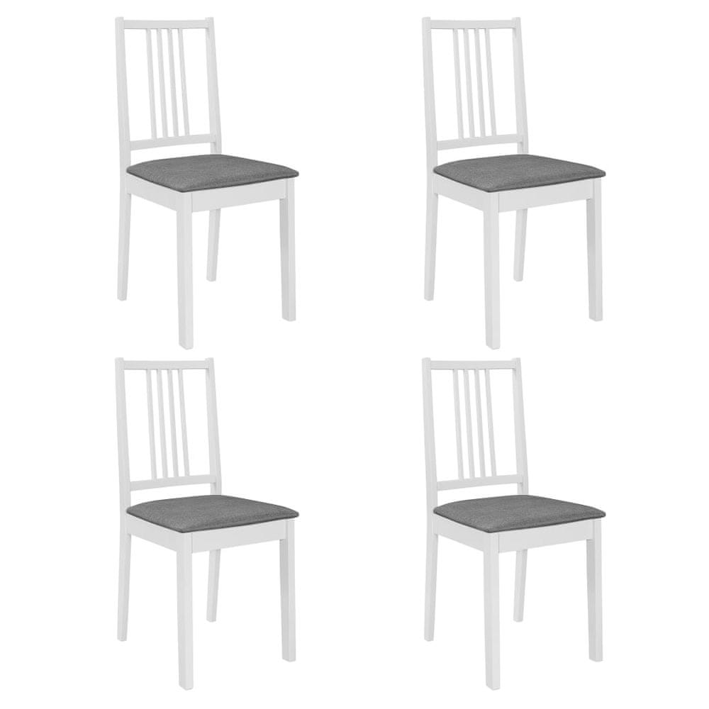 Petromila vidaXL Jedálenské stoličky s podložkami 4 ks, biele, drevený masív